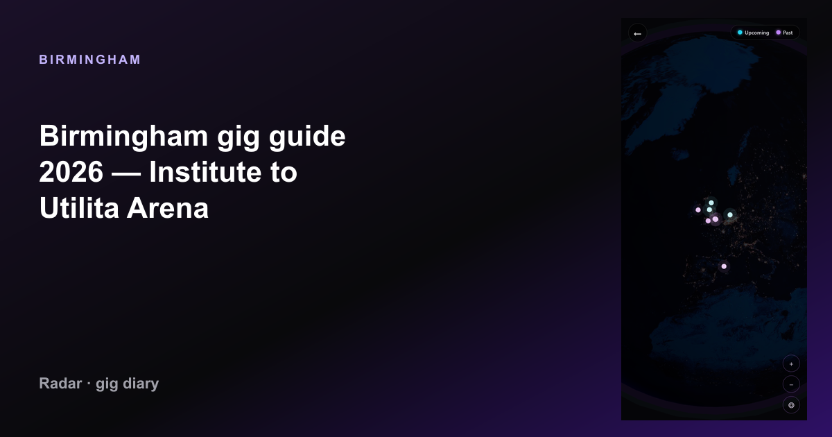 Birmingham gig guide 2026 — Institute to Utilita Arena — Radar gig diary