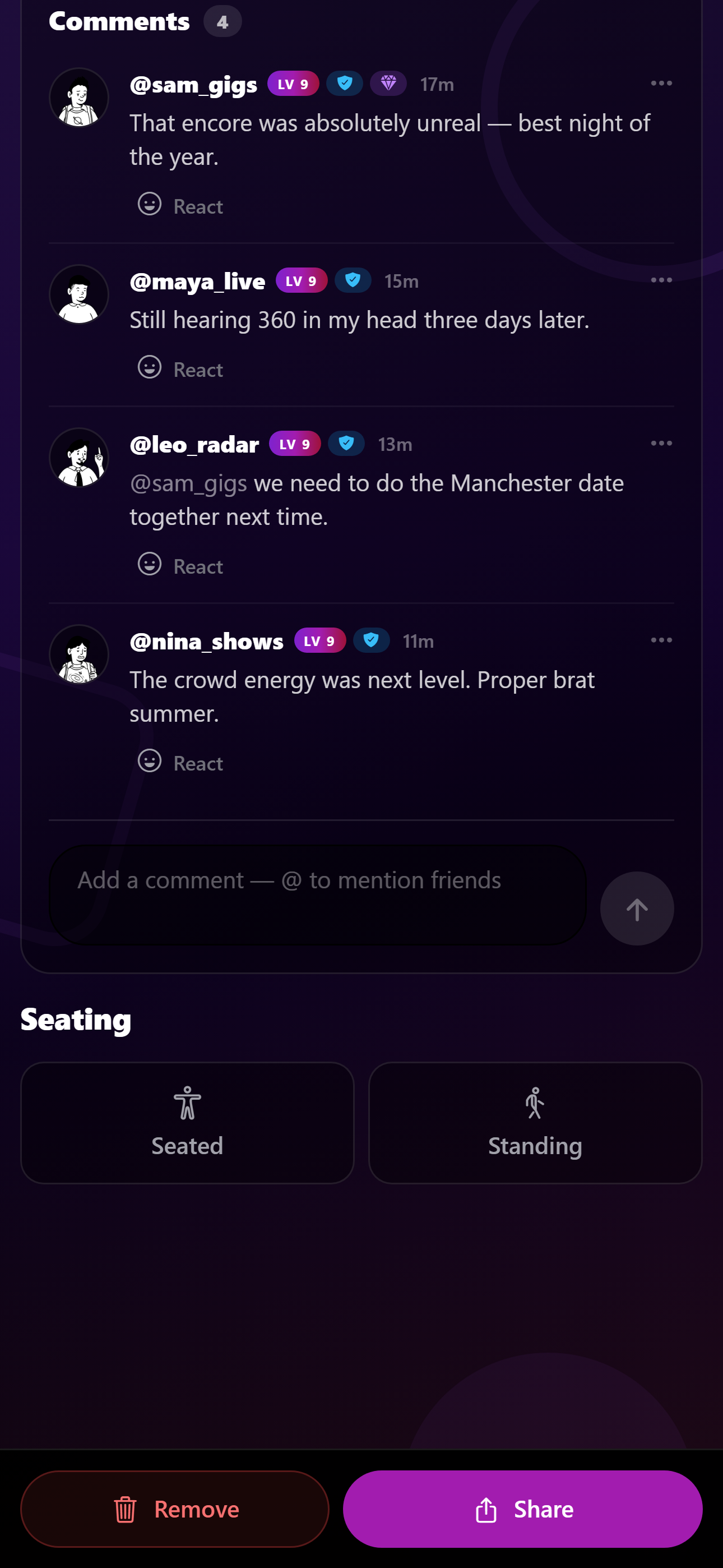 How to share a gig recap in 2026 (without spamming everyone) — Radar share screen